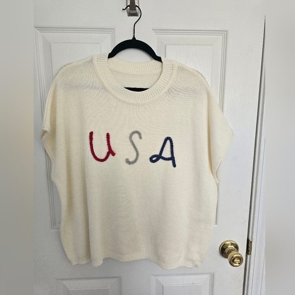 Even Tops - Women's Cream USA Sweater Vest